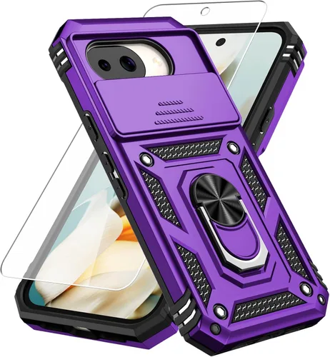 Vista 11 de Funda para Pixel 10a, con cubierta para lente de cámara, protector de pantalla HD, [grado militar] anillo de montaje de coche con soporte híbrido