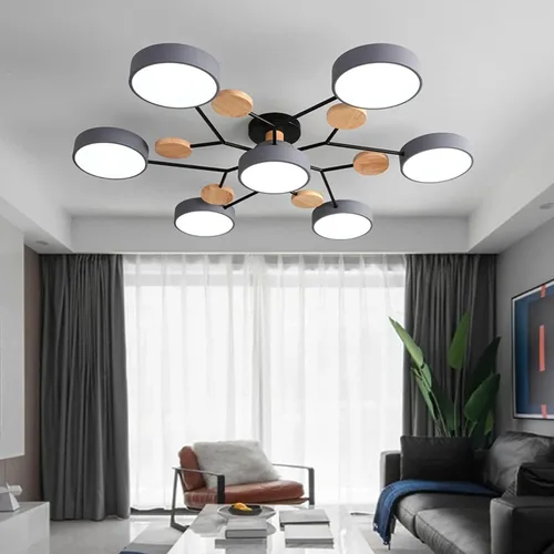 Vista 35 de Lámpara de techo LED regulable, lámpara de techo moderna de 9 pulgadas, montaje empotrado, de madera, de 12 W, lámpara blanca para sala de estar