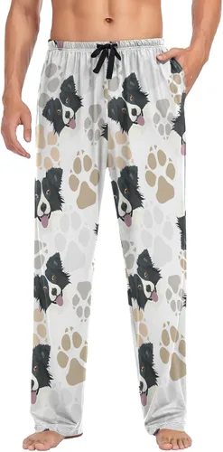 Vista 3 de Ollabaky Pantalones de pijama para hombre, pantalones de pijama con bolsillos, pantalones de descanso para hombre