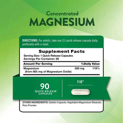 Vista 2 de Cápsulas de óxido de magnesio de 500 mg 90 unidades Suplemento de alta resistencia sin OMG y sin gluten por Nature's Truth