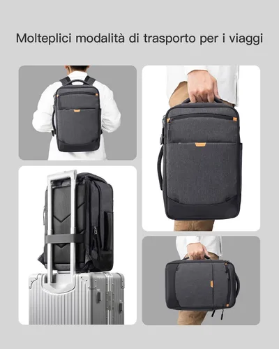 Vista 6 de Inateck Mochila de viaje expandible de 17-20L para laptop aprobada por aerolíneas, equipaje de cabina de 3 vías resistente a salpicaduras