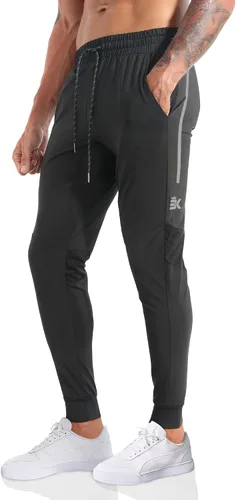 Vista 26 de BROKIG Pantalones deportivos ligeros para hombre, elásticos, de secado rápido, con bolsillos con cremallera