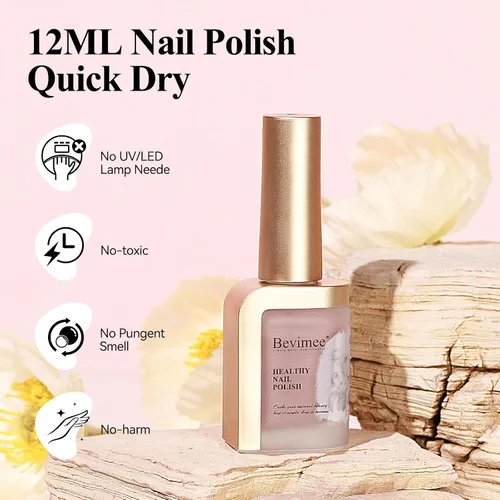 Vista 4 de Esmalte de uñas de secado rápido, secado rápido, esmalte de uñas transparente color nude regular, esmalte de uñas holográfico de alta cobertura