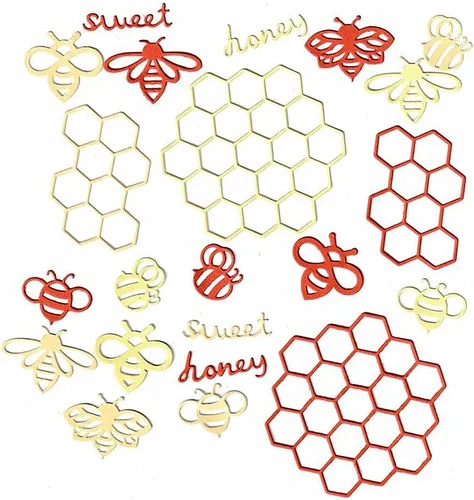Vista 3 de 2 troqueles de corte Honeycom, 5 piezas de abejas dulce miel troqueladas de metal para plantillas de plantillas para tarjetas de álbumes de recortes
