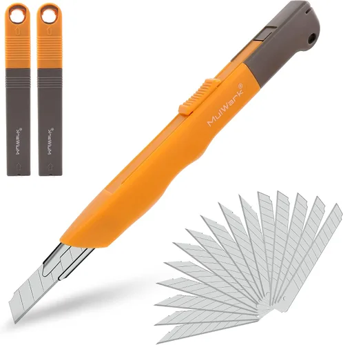 Vista 9 de Mulwark Juego de Cuchillo Utilitario Retráctil de Caja de 11 Piezas - Cuchillo de Artesanía Resistente con 10 Cuchillas de Corte de 9 mm de 30