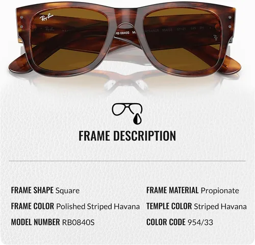 Vista 16 de Ray-Ban RB0840S MEGA WAYFARER Gafas de sol de forma cuadrada con kit oficial de gafas