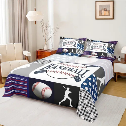 Vista 17 de Erosebridal Juego de sábanas deportivas de tamaño individual, sábanas de béisbol y fútbol, bolsillo profundo, para fútbol, baloncesto, rugby, ropa