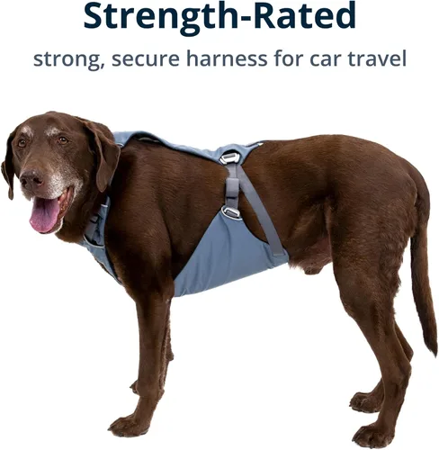 Vista 4 de Ruffwear, Load Up - Arnés de automóvil para perro, acolchado ajustable, sujeción de viaje con accesorio universal para cinturón de seguridad