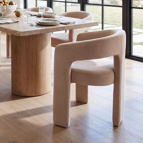 Vista 36 de Silla moderna de comedor en barril, silla de cocina acentuada tapizada en cuero sintético con brazos, silla lateral cómoda para sala de blanco