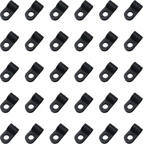 Vista 6 de SOWAKA 50 abrazaderas de cable 1/4 negro tipo R de nailon para montaje de cable de montaje de cable, clips para montaje de cables, gestión de tubos
