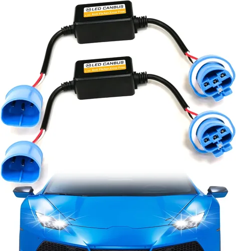Vista 7 de 2 piezas de decodificador de faros LED para automóvil, kit de conversión de resistencia de intermitentes HID LED 9006/9005, decodificador