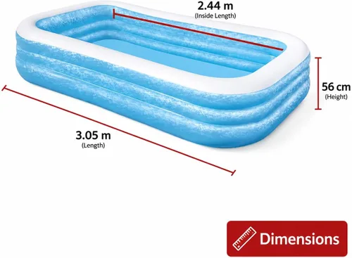 Vista 3 de H2OGO! Piscina familiar rectangular azul inflable de lujo