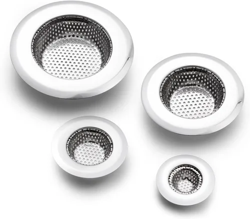 Vista 9 de CORNERJOY Paquete de 4 coladores de drenaje de fregadero de cocina de acero inoxidable resistente, cubierta de drenaje de ducha, tapón de drenaje