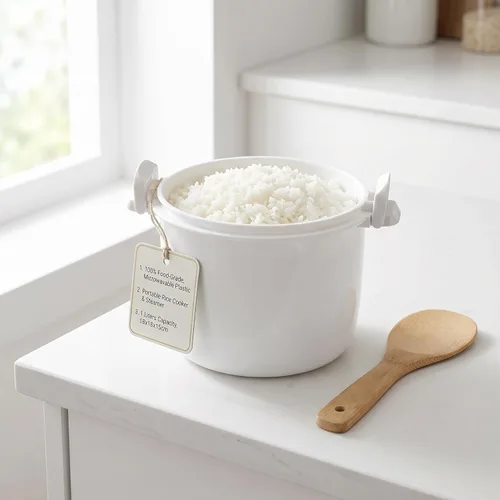 Vista 7 de Angoily - Arrocera para microondas: vaporizador de arroz portátil para microondas para verduras, utensilios de cocina para pasta para microondas