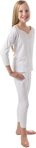 Vista 5 de Conjunto térmico para niña, 100% algodón, fabricado en Corea, parte superior e inferior