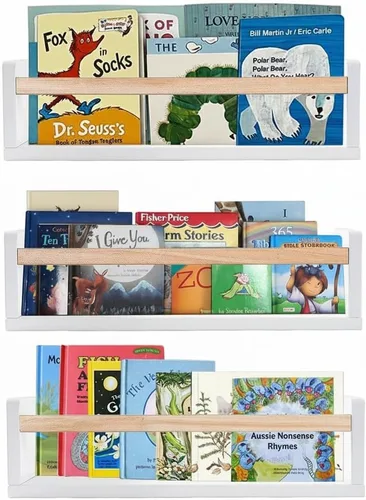 Vista 8 de AZSKY Estantería flotante de pared de 16 pulgadas con gancho, estante colgante de nogal profundo, para habitación de niños, dormitorio, baño, sala