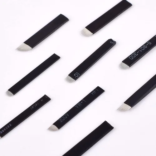 Vista 8 de XIAOYU Agujas de tatuaje de cejas, 50 agujas desechables Microblading para cejas tatuaje manual cuchillas de maquillaje, F12