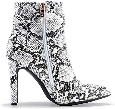 Vista 5 de IDIFU DANA - Botines de tacón alto de aguja para mujer, con cremallera lateral, con hebilla de metal