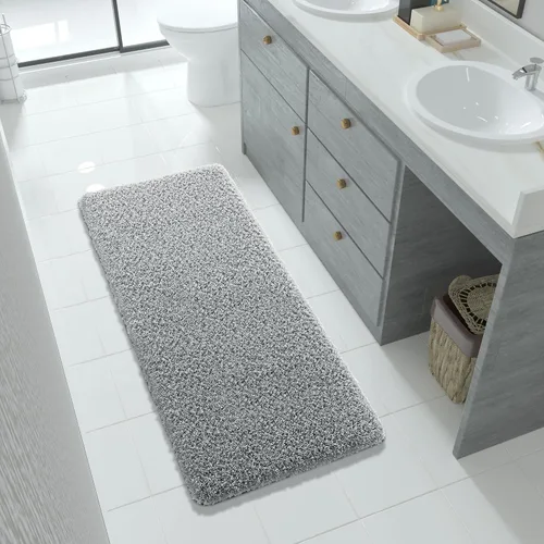 Vista 18 de Yimobra Alfombras de baño en negro y blanco antideslizantes lavables, tapetes de baño ultra suaves y absorbentes de agua, alfombra de ducha suave