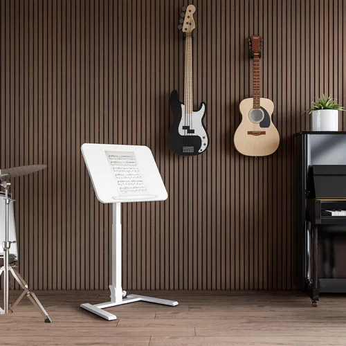 Vista 4 de alawooder 25" Mobile Folding Desk: Pneumatic Sit-Stand, No Assembly Escritorio para portátil con ruedas ajustables de 29 a 42 pulgadas, ruedas Blanco
