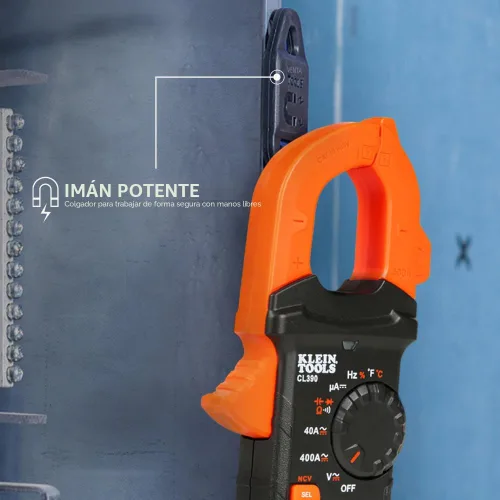 Vista 3 de Klein Tools 80197 Kit de medidor de abrazadera AC/DC con colgador magnético, TRMS de rango automático, 400 amperios, probador de voltaje NCVT, kit