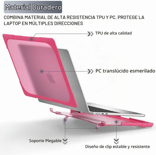 Vista 6 de Batianda Funda resistente para MacBook Air de 15 pulgadas 2023-2026, rosa