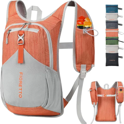 Vista 11 de FIORETTO Mochila de 15L para senderismo para mujeres y hombres, mochila mini plegable, mochila ligera pequeña para acampar, viajar, actividades al