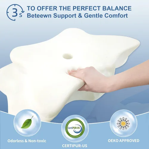 Vista 7 de Almohada Cervical para Alivio del Dolor para Soporte del Cuello, Almohada Ergonómica Ajustable para Dormir Cómodamente, Almohadas Ortopédicas