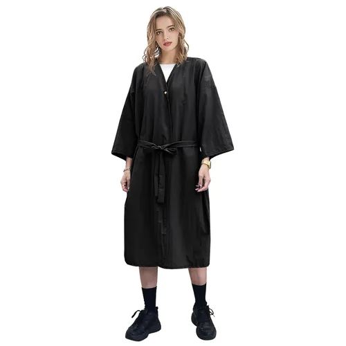 Vista 5 de TOPTIE - Bata de kimono personalizada para cliente de salón, vestido con Negro