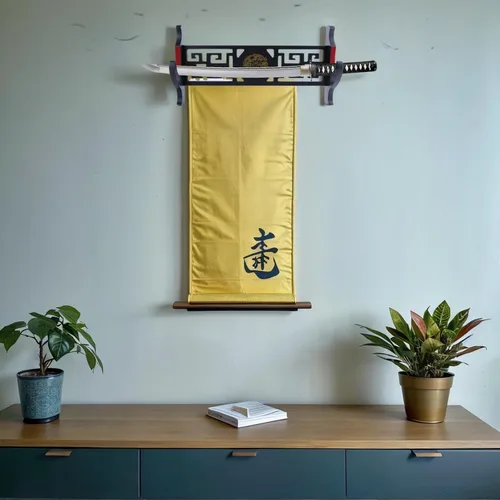 Vista 5 de Soporte de Katana con Montura de Pared - Soporte de Katana Acolchado de Terciopelo con Ícono de Dragón de 1 Nivel, Expositor de Espada Samurai