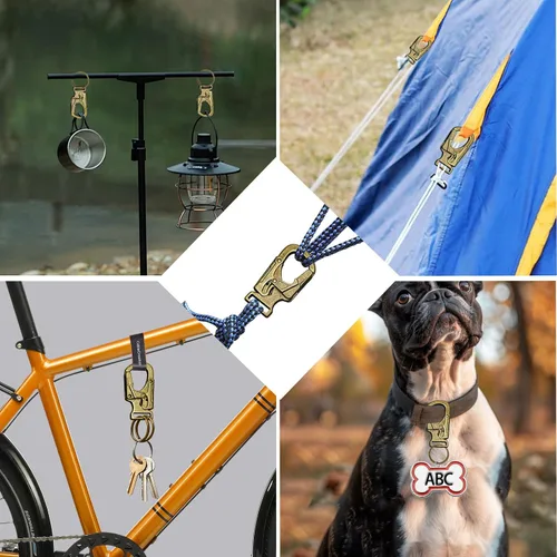 Vista 4 de Ahiller Clip de mosquetón, clip de aleación de 1.9 pulgadas para llavero de automóvil con 2 llaveros, ganchos para exteriores, pequeño llavero