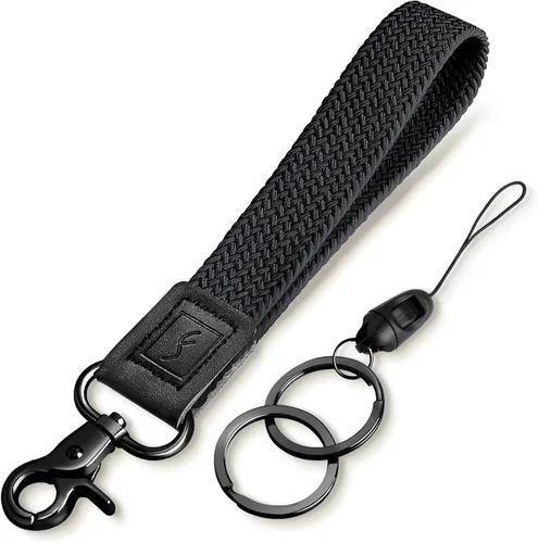 Vista 21 de Fishent Llavero de Muñeca Elástico, Cordones de Muñeca Trenzados Lindos para Llaves, Soporte de Llavero para Mujeres y Hombres, Correa de Muñeca