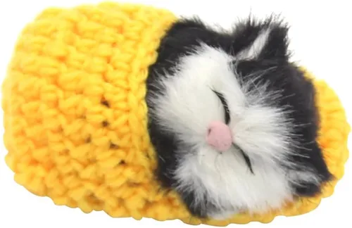 Vista 8 de 4 piezas de gato dormido en zapatilla de juguete, mini gatito en zapato con sonidos de maullidos decoración de mano juguete de regalo para niños