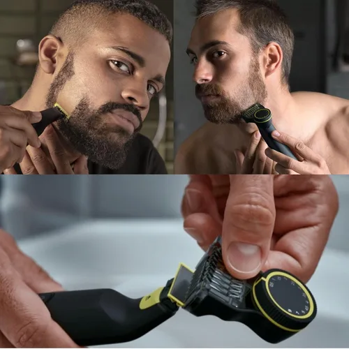Vista 5 de PHILIPS OneBlade Pro Face + Body Hybrid Electric Trimmer & Shaver, recargable, peine de precisión ajustable de 14 longitudes, kit de cuerpo, hoja