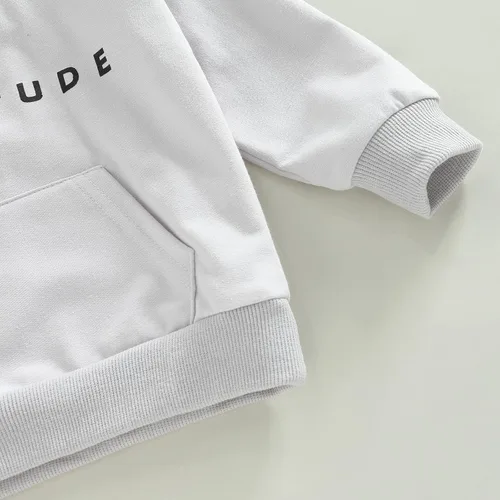Vista 3 de Conjunto de sudadera de manga larga con cuello redondo y pantalones casuales, 2 piezas, ropa de otoño e invierno