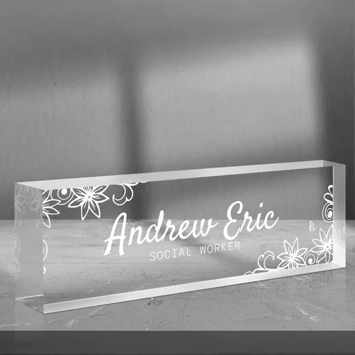 Vista 30 de Placa de nombre personalizada para escritorio, accesorios de escritorio de acrílico, placa de identificación personalizada, regalos personalizados