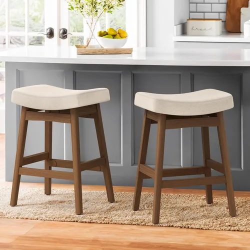 Vista 19 de Cozyman Juego de 2 Taburetes de Bar, Taburetes de Bar con Patas de Madera Resistentes, Taburetes de Bar de Altura de Mostrador con Asiento Tipo