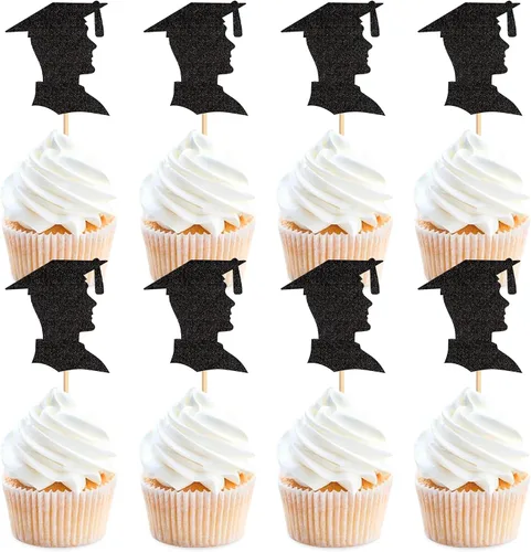 Vista 9 de 24 adornos para cupcakes de graduación 2026, selecciones de alimentos/aperitivos para fiesta de graduación, decoración de mini pasteles, adornos