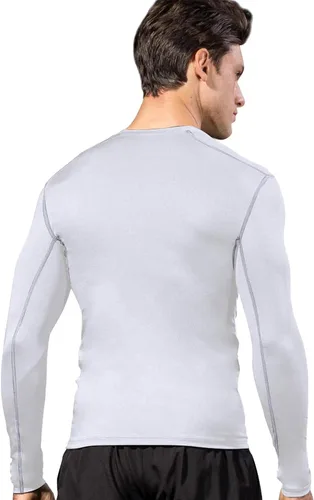 Vista 2 de Queerier Paquete de 3 camisetas de compresión para hombre, camisetas de manga larga para hombre, camiseta térmica deportiva