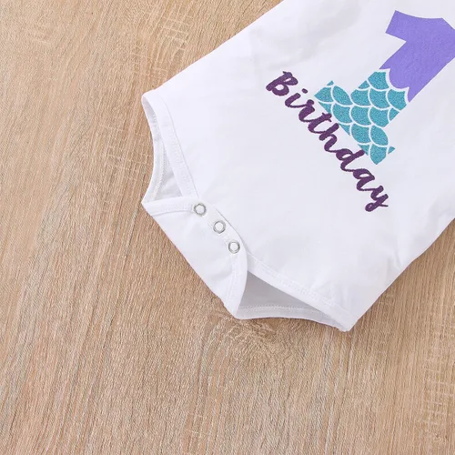 Vista 3 de Conjunto de mameluco para bebé recién nacido, falda tutú + diadema