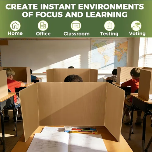 Vista 9 de Paquete de 22 separadores de escritorio para estudiantes, divisor de plástico duradero e impermeable, carpetas de aula, suministros para profesores