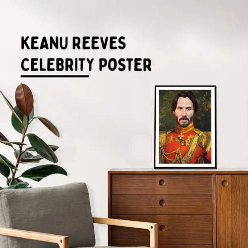 Vista 2 de Keanu Poster - Arte divertido de celebridades - Impresión en lienzo de pintura al óleo sintética - Arte divertido de cultura pop