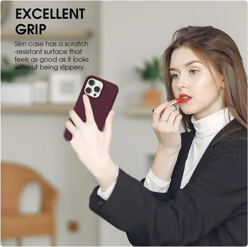 Vista 7 de Funda compatible con iPhone 13 Pro 2021, silicona líquida de gel suave de goma de 3 capas de cobertura completa