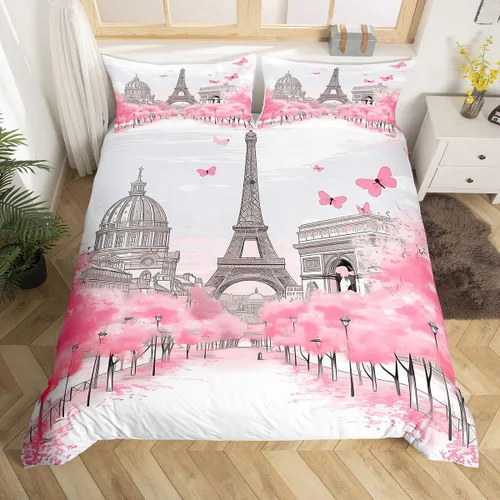 Vista 10 de Erosebridal Juego de funda de edredón de ciervos alce, tamaño individual, bonita funda de edredón de oso abstracto, juego de ropa de cama de bosque