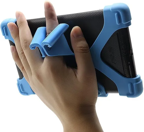 Vista 4 de CHINFAI Funda universal para tablet de 7 pulgadas, a prueba de golpes, con soporte de silicona para todas las versiones, RCA Voyager, Vankyo Azul