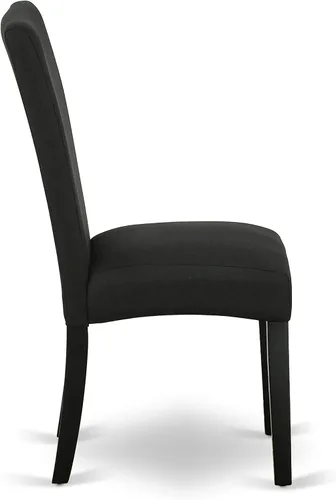Vista 10 de East West Furniture DLDR5-BLK-24 - Juego de mesa de comedor moderno de 5 piezas, incluye una mesa redonda de madera con gotas y 4 sillas tapizadas