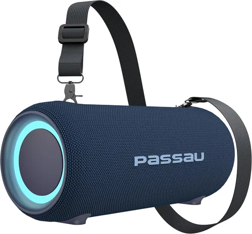 Vista 10 de Passau Altavoces Bluetooth portátiles con sonido estéreo de pico de 40 W, radiadores pasivos, graves profundos, reproducción durante todo el día
