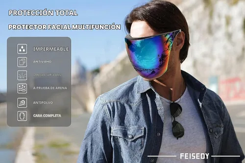 Vista 3 de FEISEDY Visera Facial de Cobertura Completa Gafas Protectoras Escudo Espejo Gafas de Sol Anti Niebla B2781
