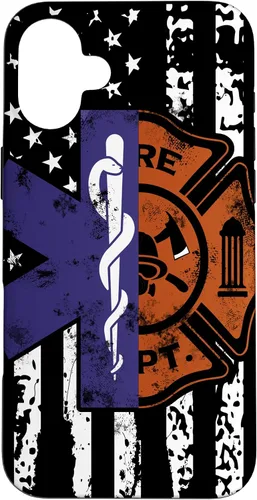 Vista 23 de EMT Firefighter Fire Rescue EMT - Funda de regalo con bandera americana para iPhone 17