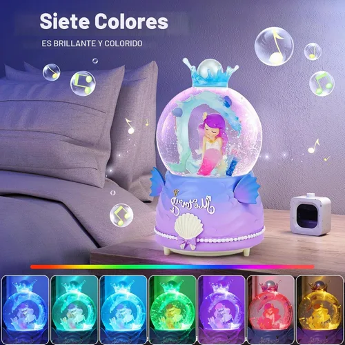 Vista 3 de Globo de nieve BREIS, globos de nieve de sirena de 100 mm automáticos con copos de nieve, cajas de música, luces LED, decoración del hogar, regalos